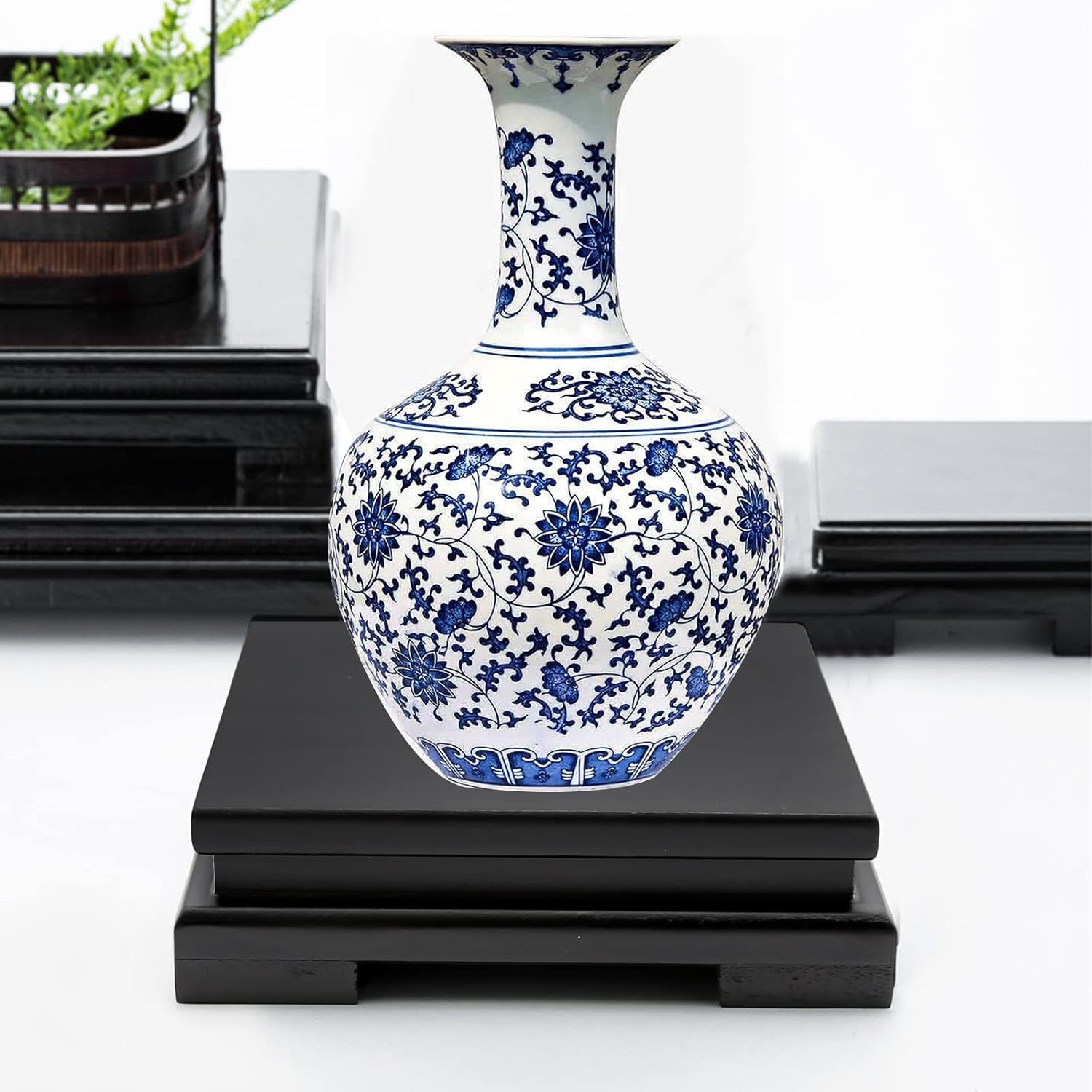 Square Wood Display Stand 6.7" W x 6.7" D x 1.7" H (Black) S656
