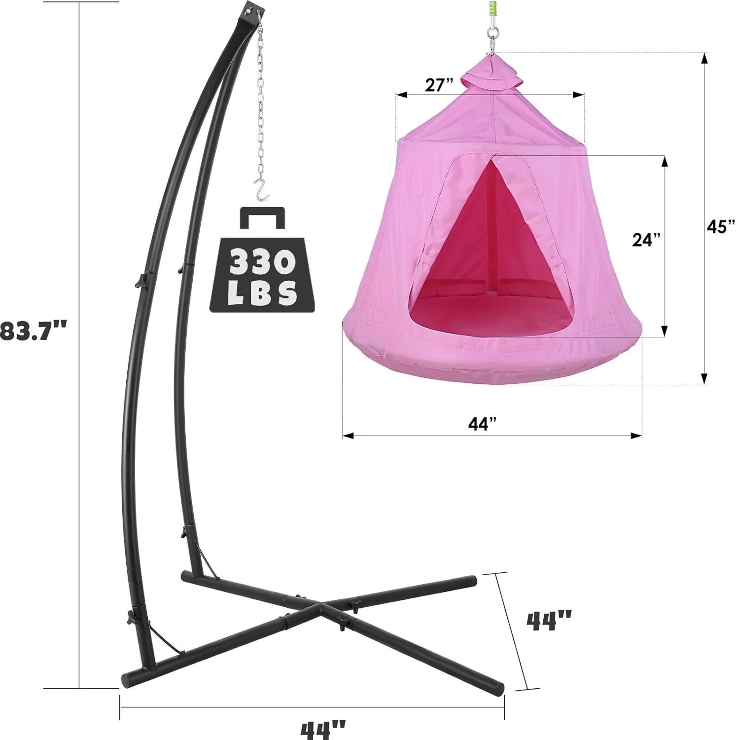 Pink Hanging Hammock Chair with Steel Stand X40917