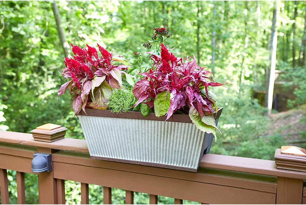 24 Inch Outdoor Deck Rail Textured Resin Planter B55186