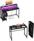 Black Folding Desk with Monitor Stand S818