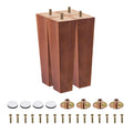 8 Inch Set of 4 Square Solid Wood Couch Legs, Brown E128
