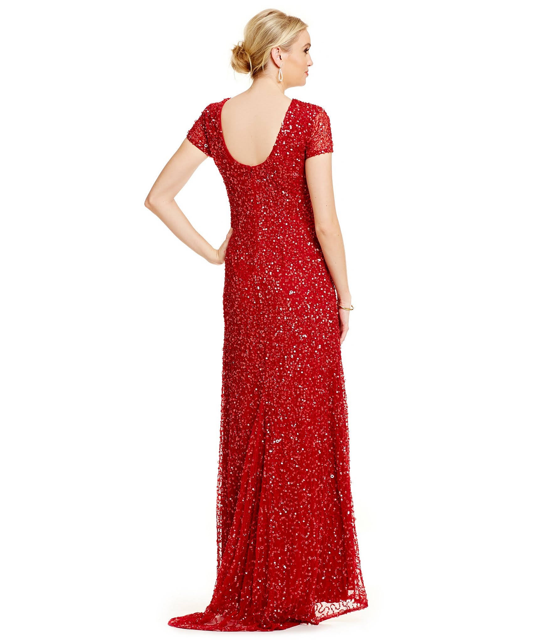 Blush Scoop Back Sequin Gown A849704