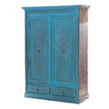 Turquoise Hand Carved Solid Wood 2 Drawer Armoire H880