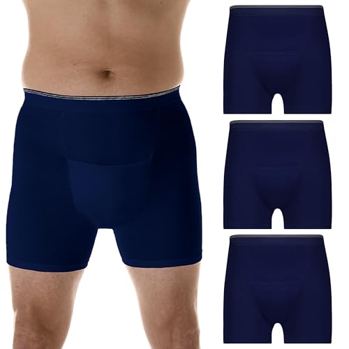 Men’s Incontinence Boxer Briefs Pack of 3 White Large Waist 38-40" A4643