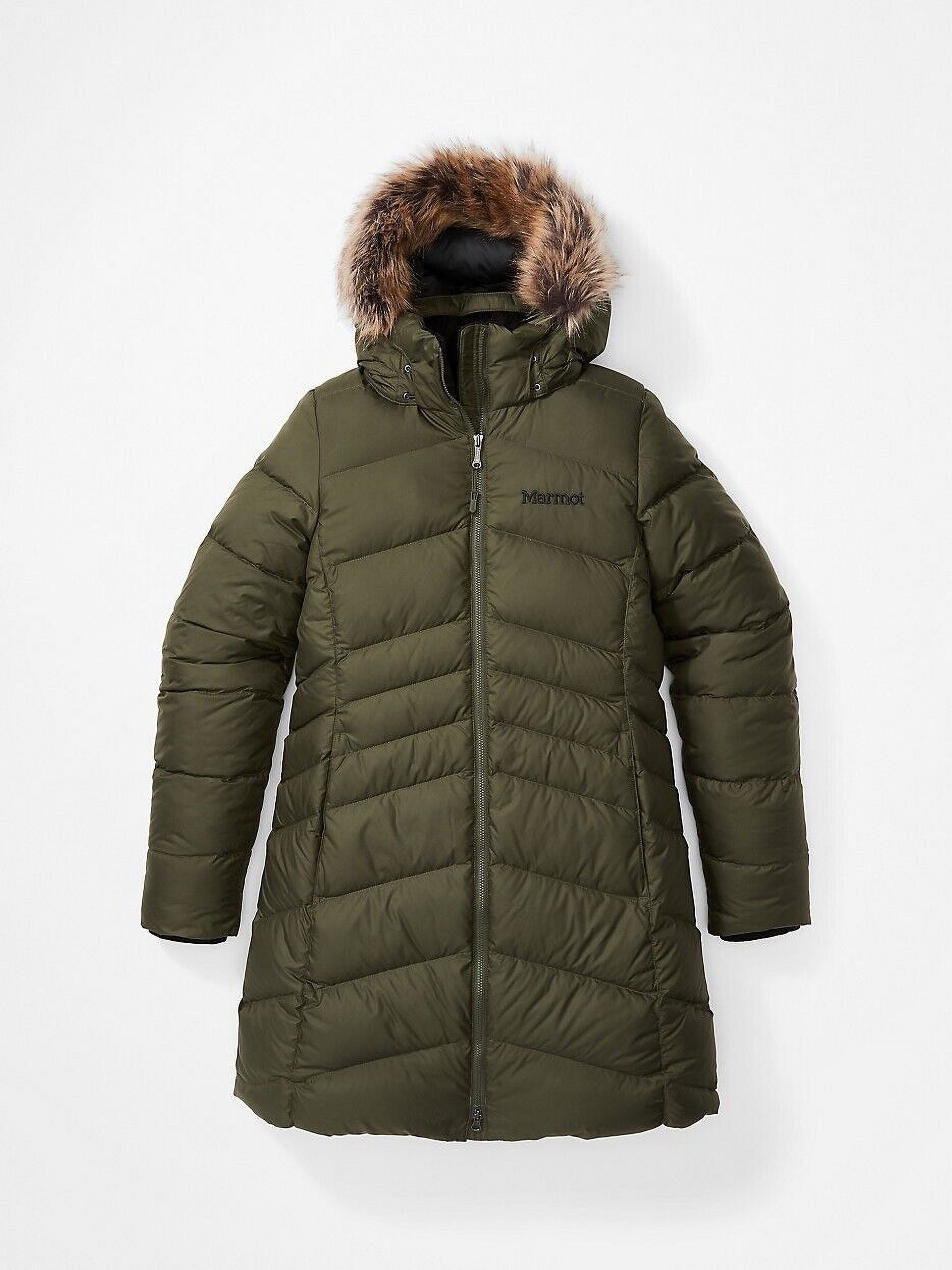 Olive Green Hooded Faux-Fur-Trim Coat Size XL Y3925