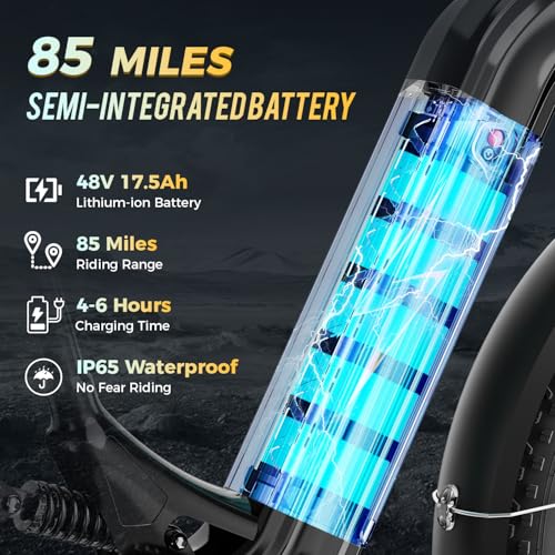 M1 Pro Electric Bike, 1800W Peak Motor, 48V 17.5Ah, 26'' x 4.0'' Fat Tire, 7 Speed, Dual Suspension O996