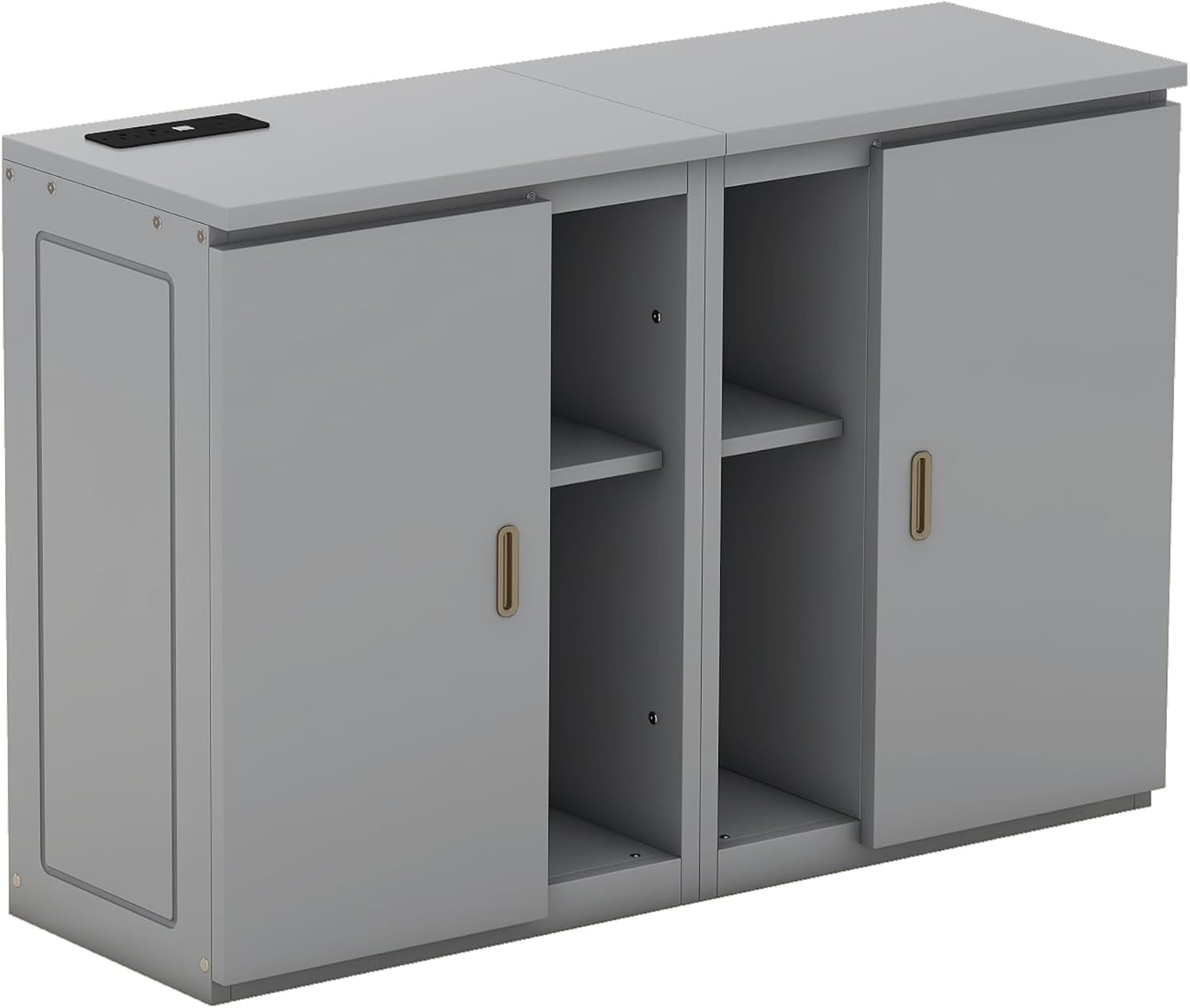 Queen Size Gray Murphy Wall Bed with Shelves and Cabinets H996205