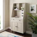 Birch Secretary Hutch Wood Desk with Keyboard Drawer Bookshelf Storage Cabinet W3455