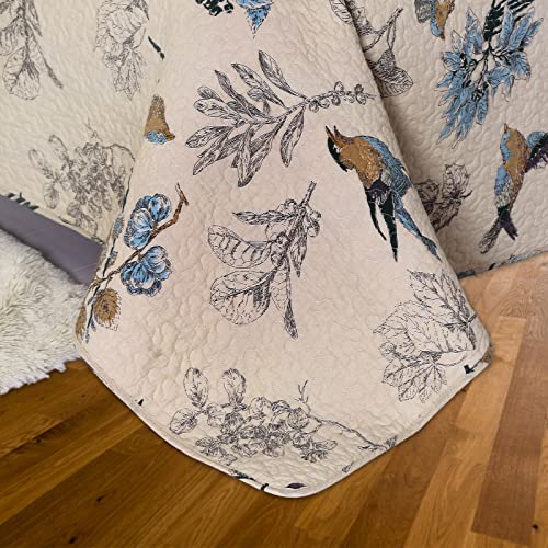 3 Piece Queen Cotton Quilt Set with Pillowcases O370933