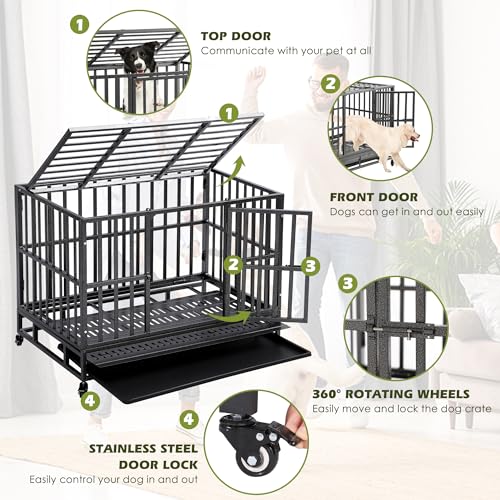 38 inch Folding Dog Crate with Removable Tray P660