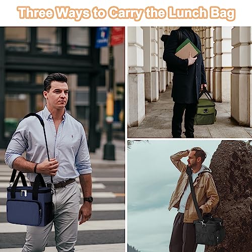 Insulated Leak-Proof Large Black Lunch Bag V3414