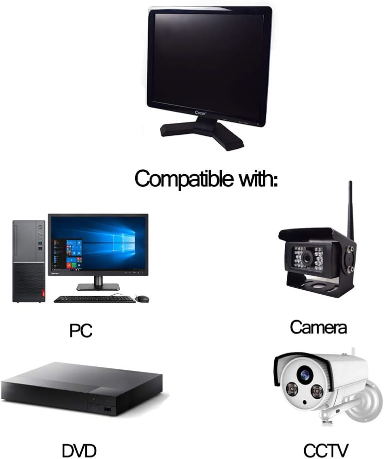 15 inch CCTV Security Monitor with BNC VGA HDMI AV Built-in Speaker 4:3 HD Display LCD Screen Display with USB Media Player S387338