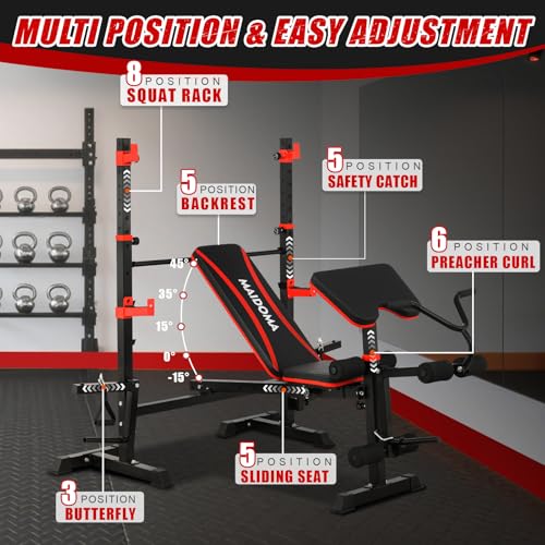 8 in 1 Olympic Weight Bench Set with Barbell Rack O614