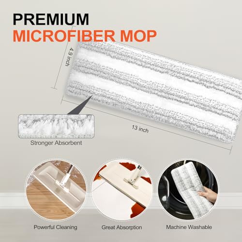 Mop and Bucket with Wringer Set with 3 Reusable Microfiber Mop Pads H651