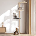 Wood Cat Tower Floor to Ceiling Adjustable with Natural Sisal Rope F77209