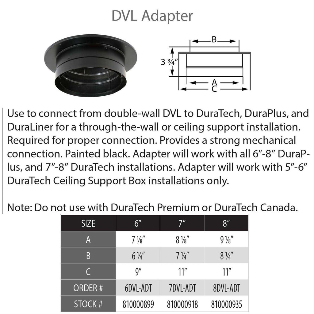 6 DVL Chimney Adapter with Trim W355