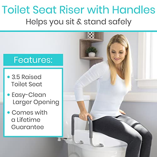 White Raised Toilet Seat with Handles P5727