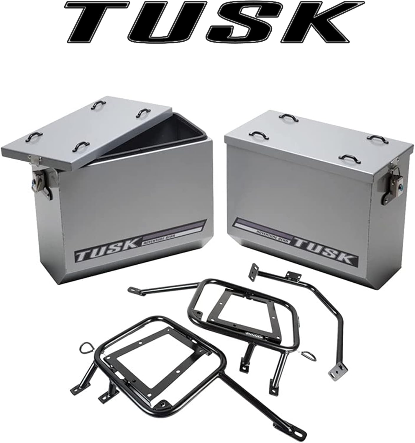 Large Silver Aluminum Panniers with Pannier Racks B4257