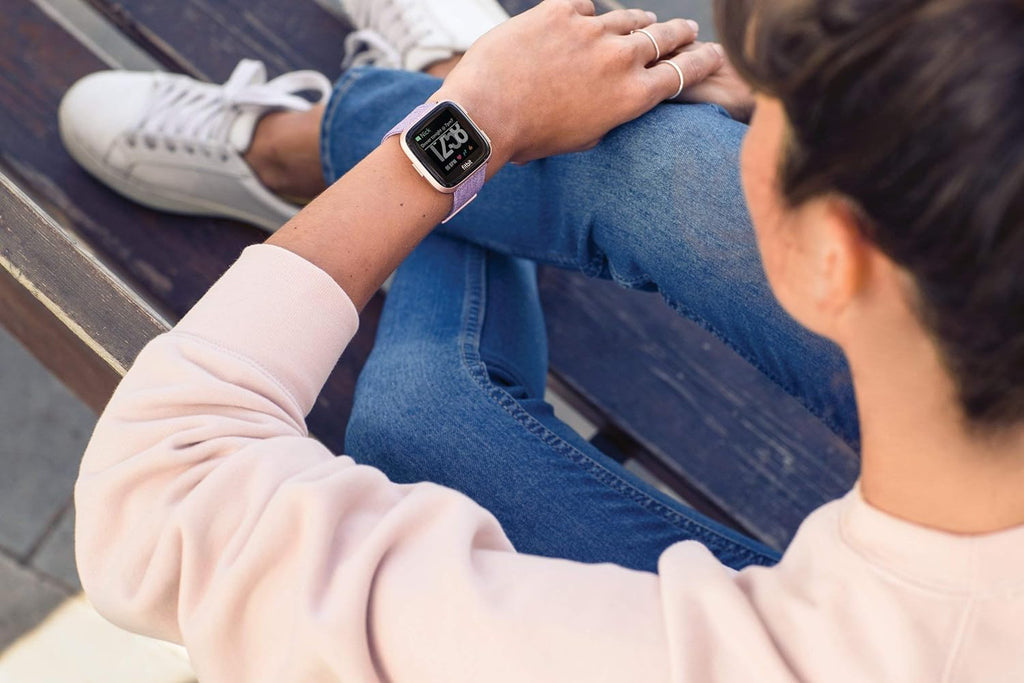 Lavender Rose Gold Smartwatch with Woven Band G40798