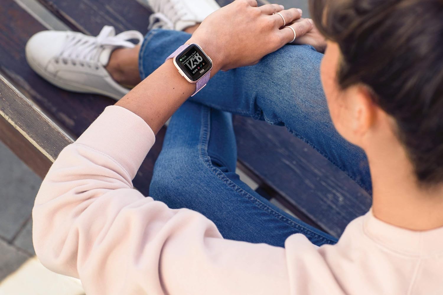 Lavender Rose Gold Smartwatch with Woven Band G40798