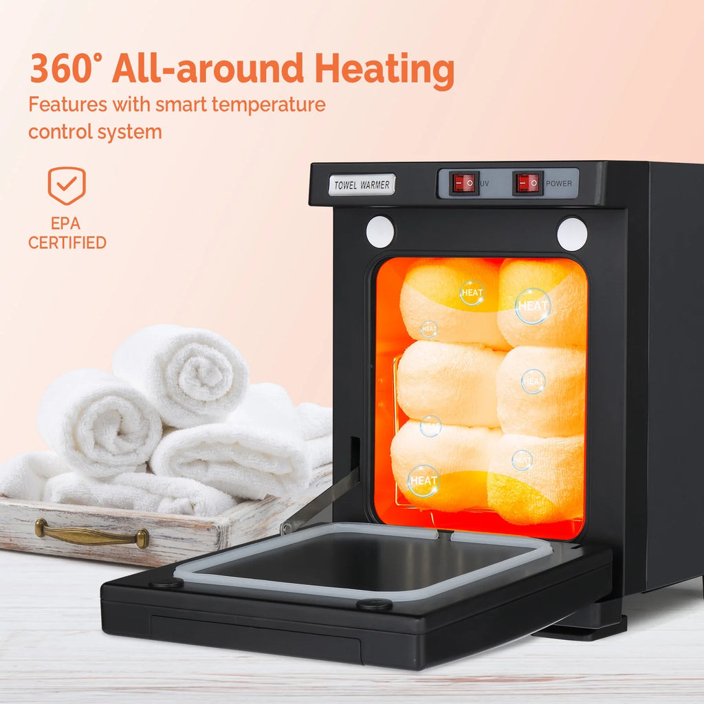Black 5L Hot Towel Warmer UV Sterilizer Cabinet O8824