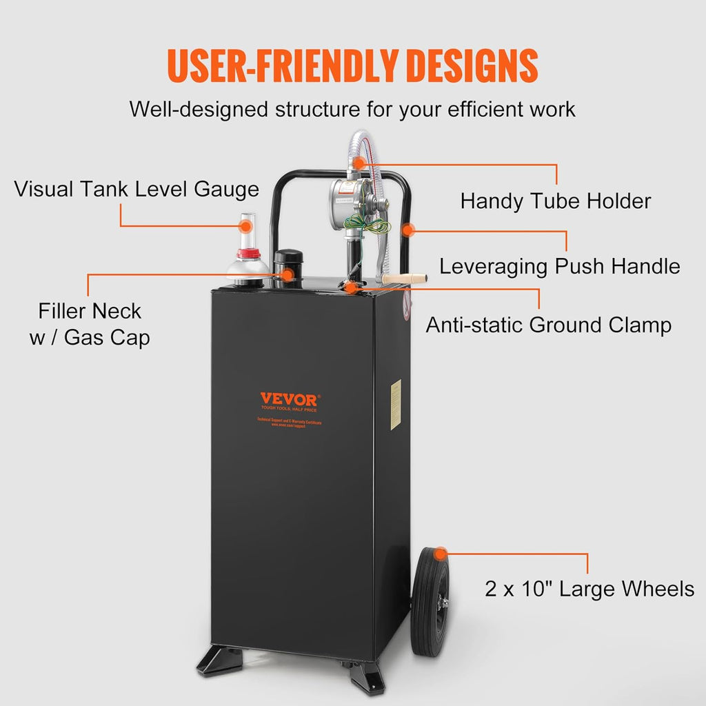 Black 30 Gallon Portable Fuel Caddy with Manual Transfer Pump Z707358