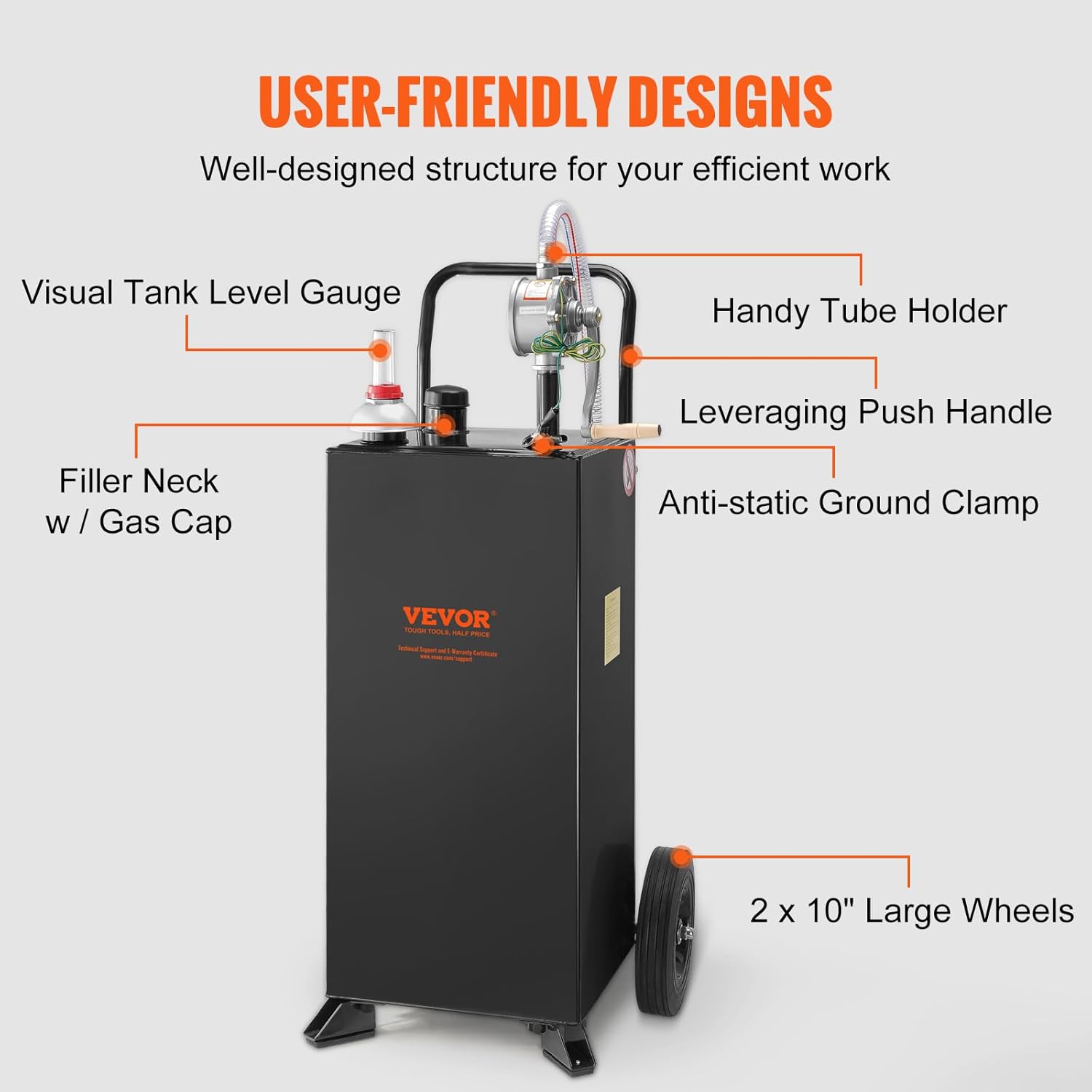 Black 30 Gallon Portable Fuel Caddy with Manual Transfer Pump Z707358
