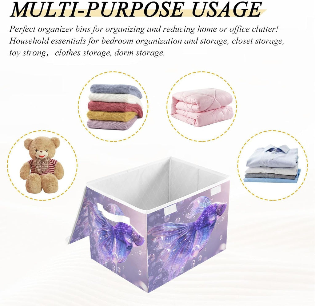Containers Baskets with Lids Fabric Foldable Storage Bins Organizer with Lid Collapsible Storage Boxes P88758