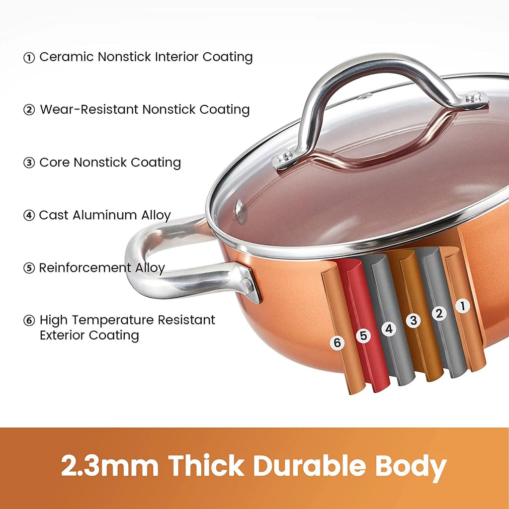 10 Piece Nonstick Ceramic Cookware Set with Stainless Steel Handles A812666
