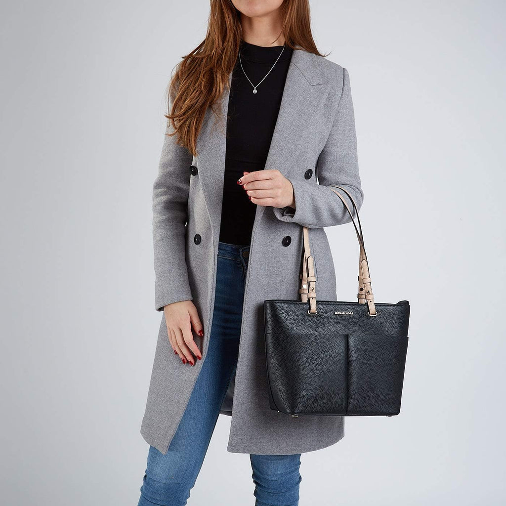Black Top Zip Pocket Tote E2867