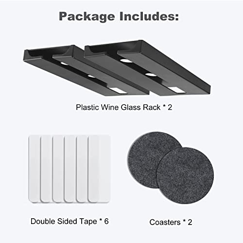 Black 4 Pack Plastic Wine Glass Rack with 4 Coasters Z321
