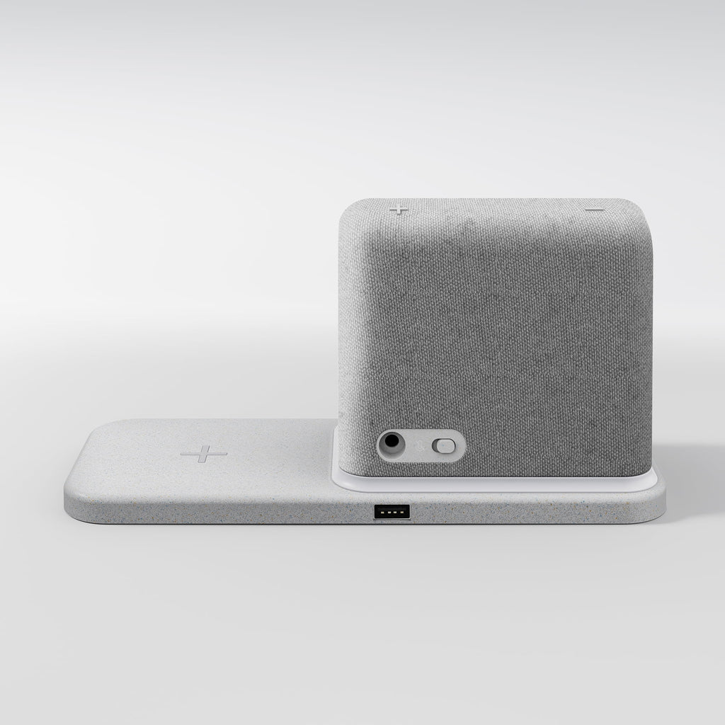 Heather Grey Smart Clock with Wireless Charging Dock I174879