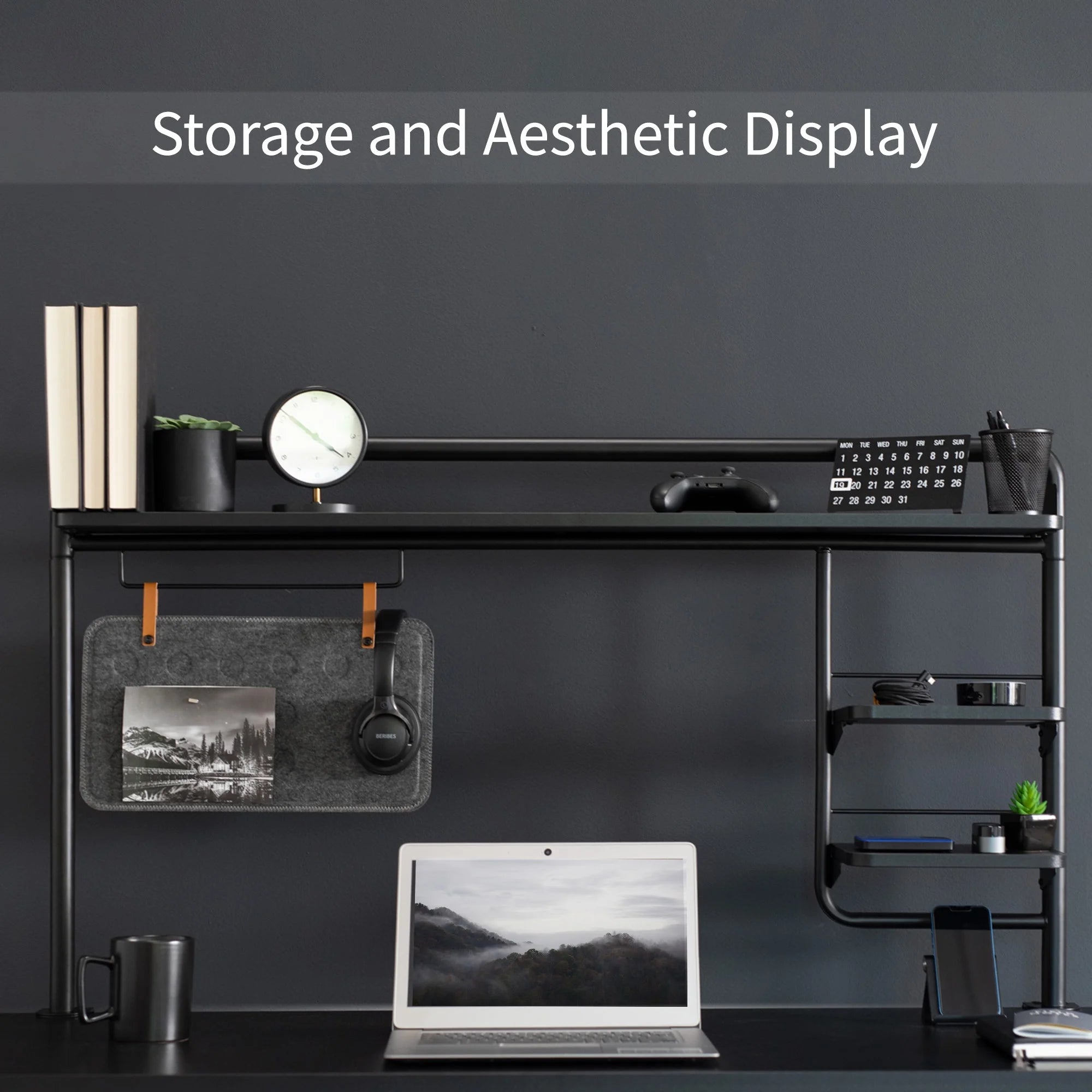 Clamp-on Desktop Shelving System with Magnetic Memo Board D126