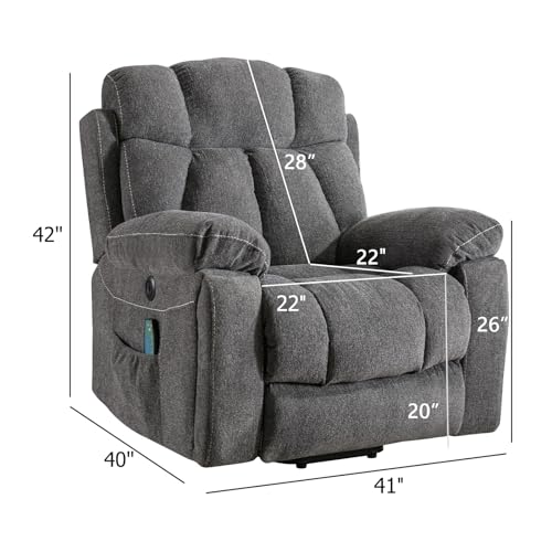 Light Gray Power Lift Recliner Chair with Massage and Heat N30221