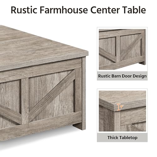 Gray Lift Top Coffee Table with Hidden Storage Compartment P1722