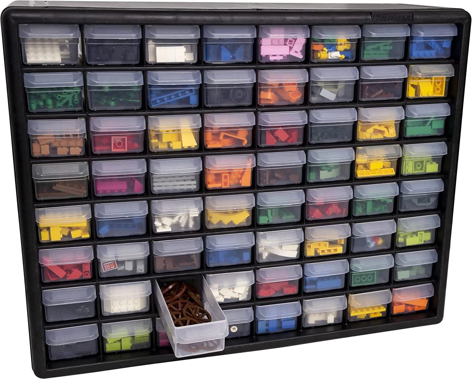 64 Drawer Black Plastic Cabinet Storage Organizer T8200