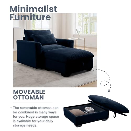 Oversized Corduroy Accent Chair with Storage Ottoman A426670
