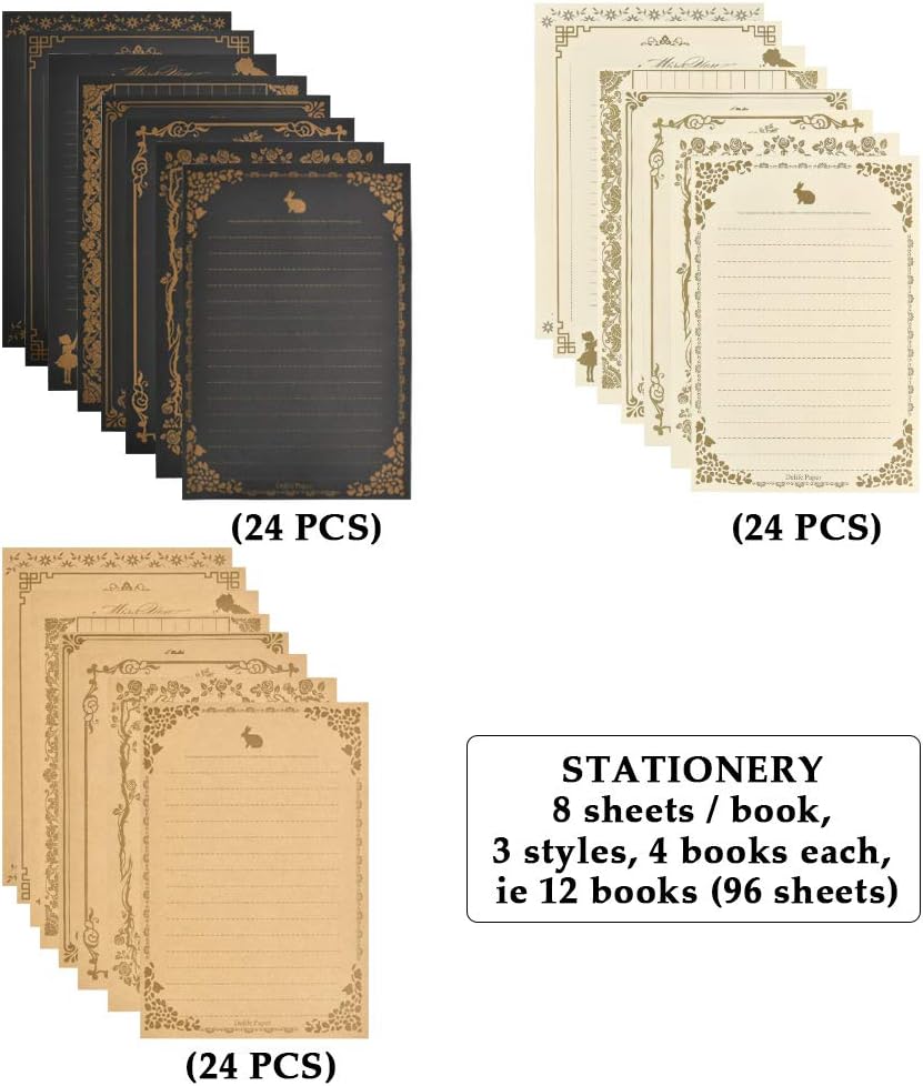 96 Sheets Vintage Stationary Paper and Envelopes Set H36408