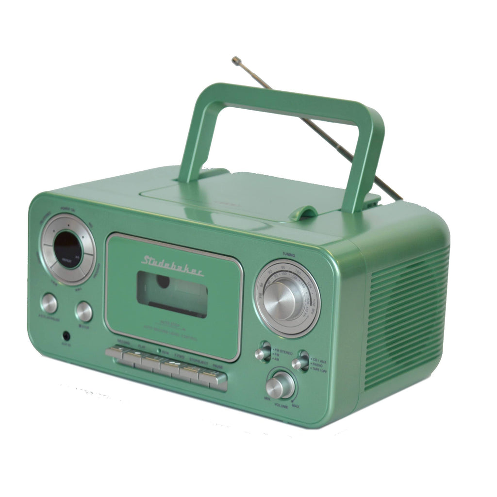 Portable Stereo CD Player with AM/FM Radio and Cassette Player Recorder Teal Silver R835