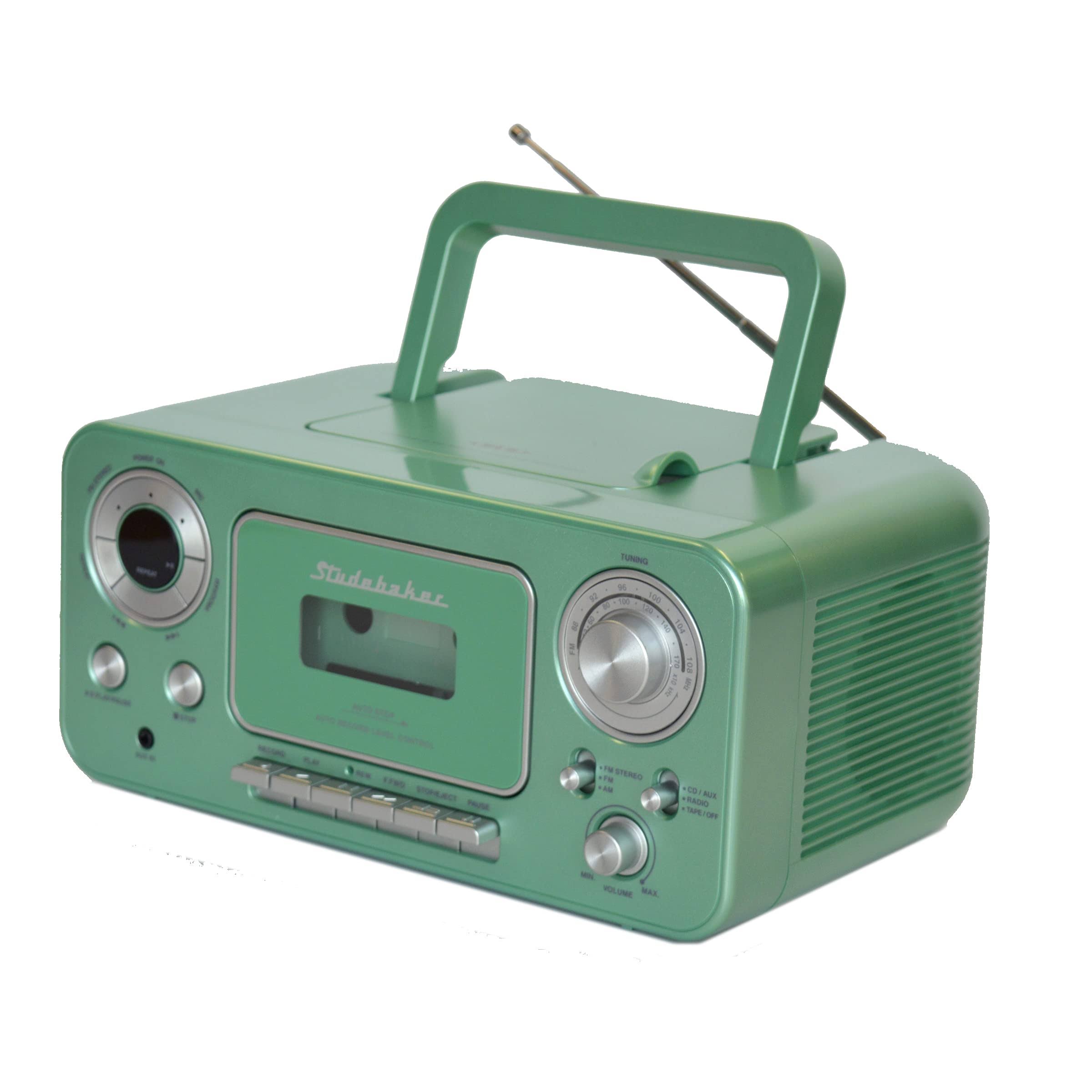 Portable Stereo CD Player with AM/FM Radio and Cassette Player Recorder Teal Silver R835