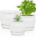 Ceramic Flower Plant Pots with Saucer, Set of 3 in Different Sizes N151755