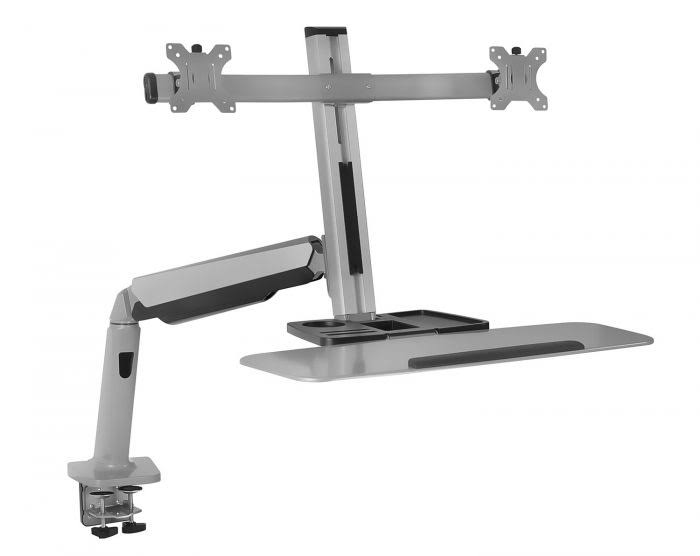 Standing Desk Converter with Height Adjustable Keyboard and Monitor Arm T1537