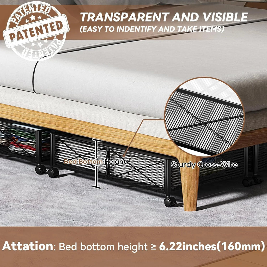 Under Bed Storage Containers with Wheels Metal Storage Containers -2PCK D8550
