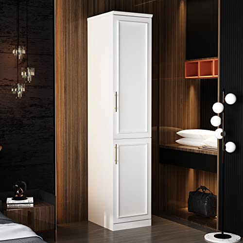 White 2 Door Tall Narrow Wardrobe Closet with Hanging Rod X731
