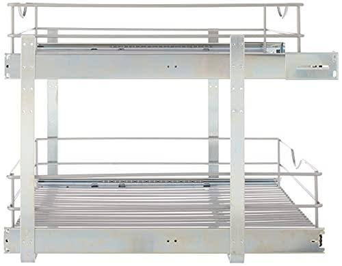 20.625 in. W x 21.75 in. D x 16.25 in. H Double Tier Pull Out Cabinet Organizer, Frosted Nickel I48976