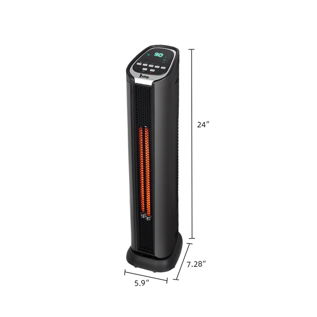 24" 1500W Quartz Infrared Electric Heater with Thermostat, Remote, 3 Modes, 12H Timer, 60 Degree Oscillating L8409