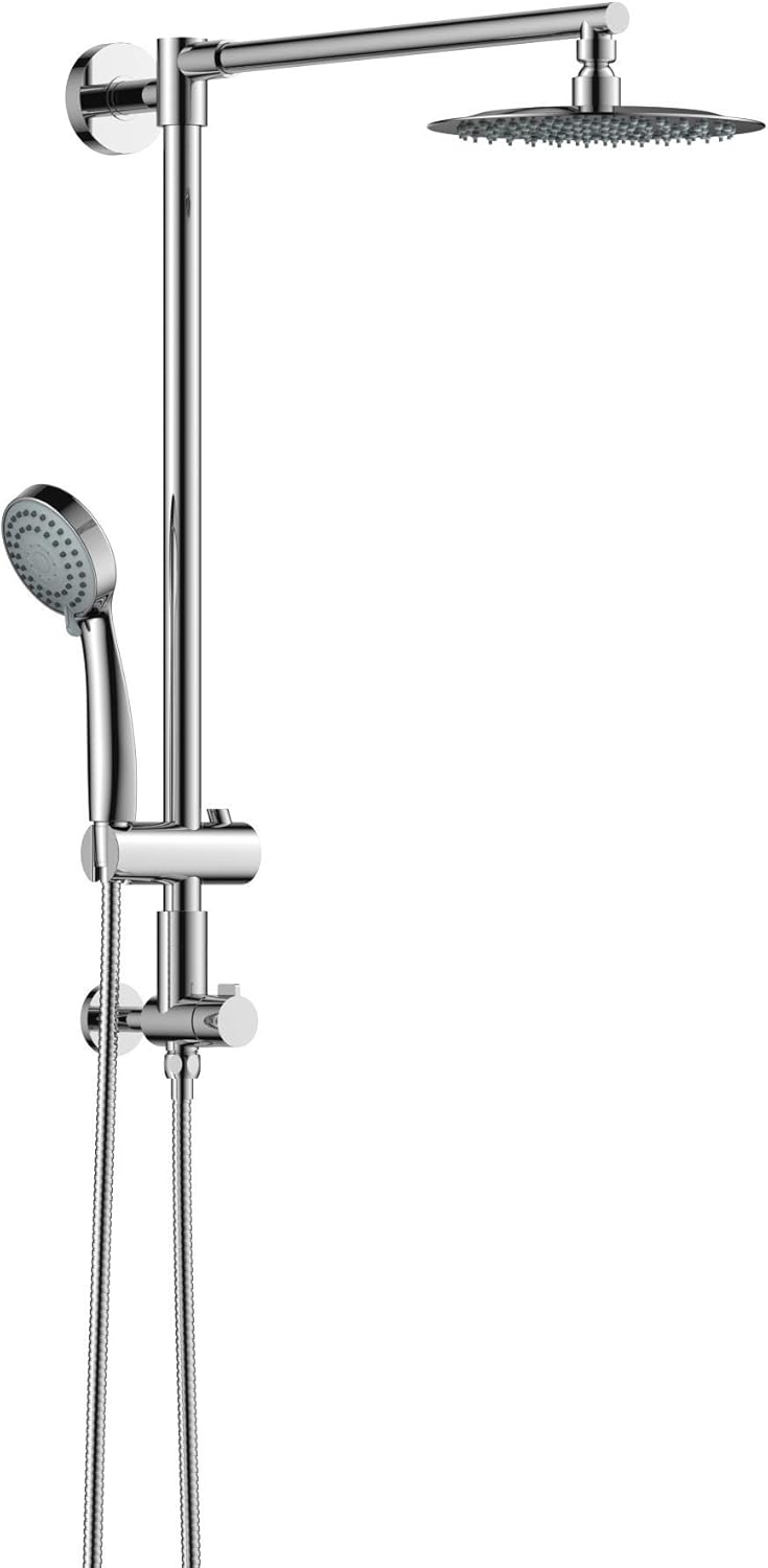 8" Low Profile Rain Shower System with Slide Bar Handheld Shower Combo (Brushed Nickel) Q70091