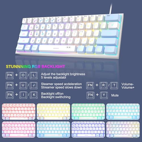 Mini 60% RGB Backlit 61 Key Ultra-Compact Mechanical Feeling Keyboard (Black) A73668