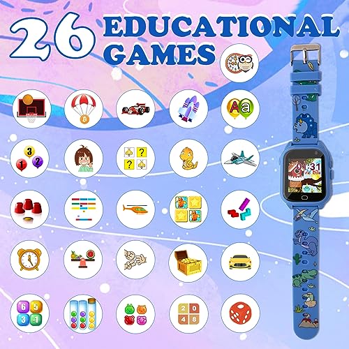 Kids Smart Watch with 26 Puzzle Games HD Touch Screen Camera Music Player Pedometer Alarm Clock Calculator W176091