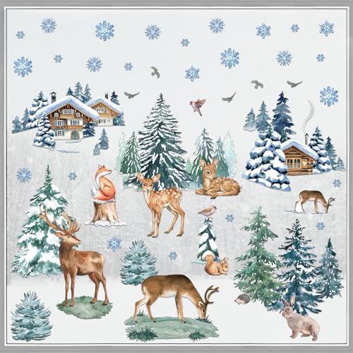 94 Pcs Christmas Tree & Reindeer Window Stickers T410